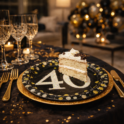 Happy 40 Birthday Party Paper Plates - 9 inches - 8PC