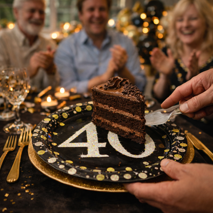 Happy 40 Birthday Party Paper Plates - 9 inches - 8PC