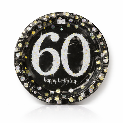 Happy 60 Birthday Party Paper Plates - 9 inches - 8PC