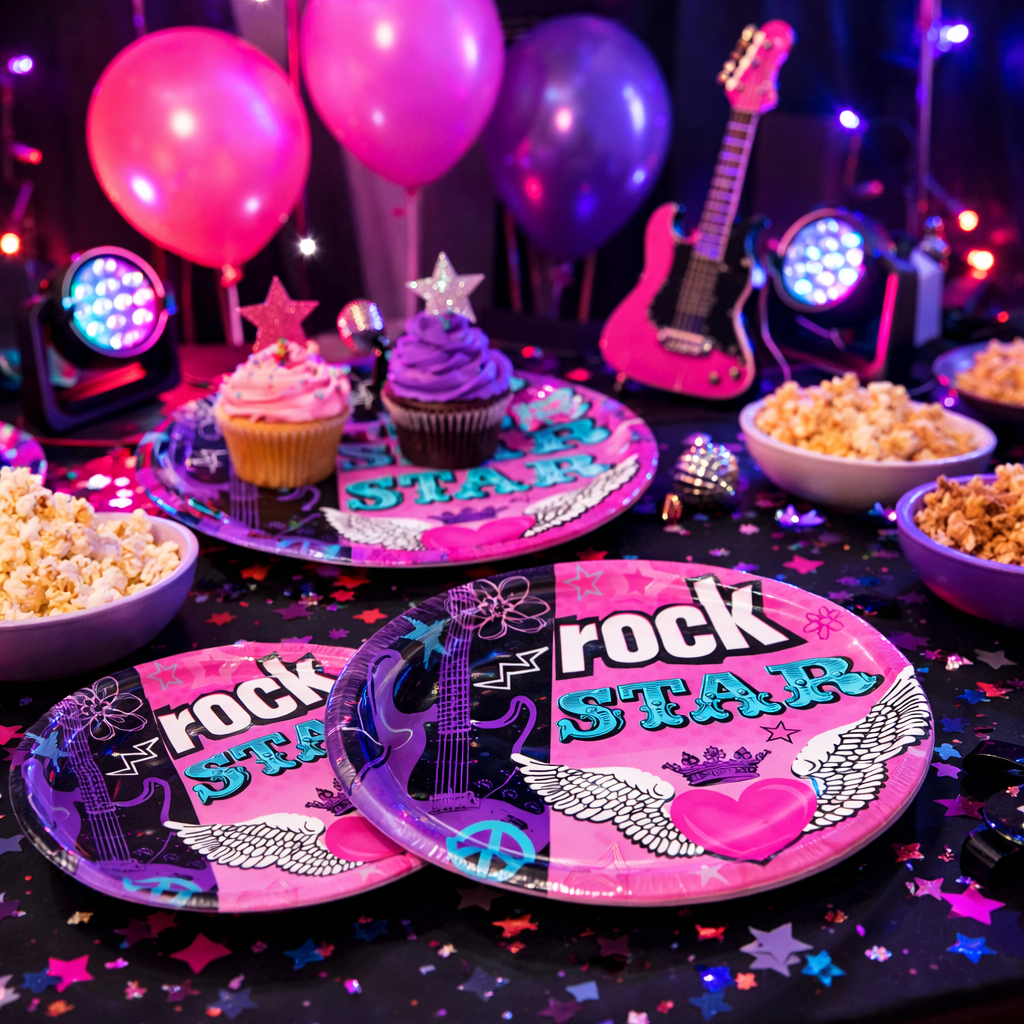 9" LUNCH PLATES ROCKER GIRL