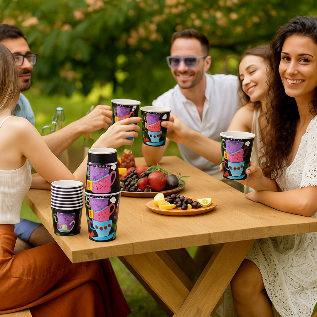 Wonderland Theme Party Paper Cups  - 250ML - 8Pc