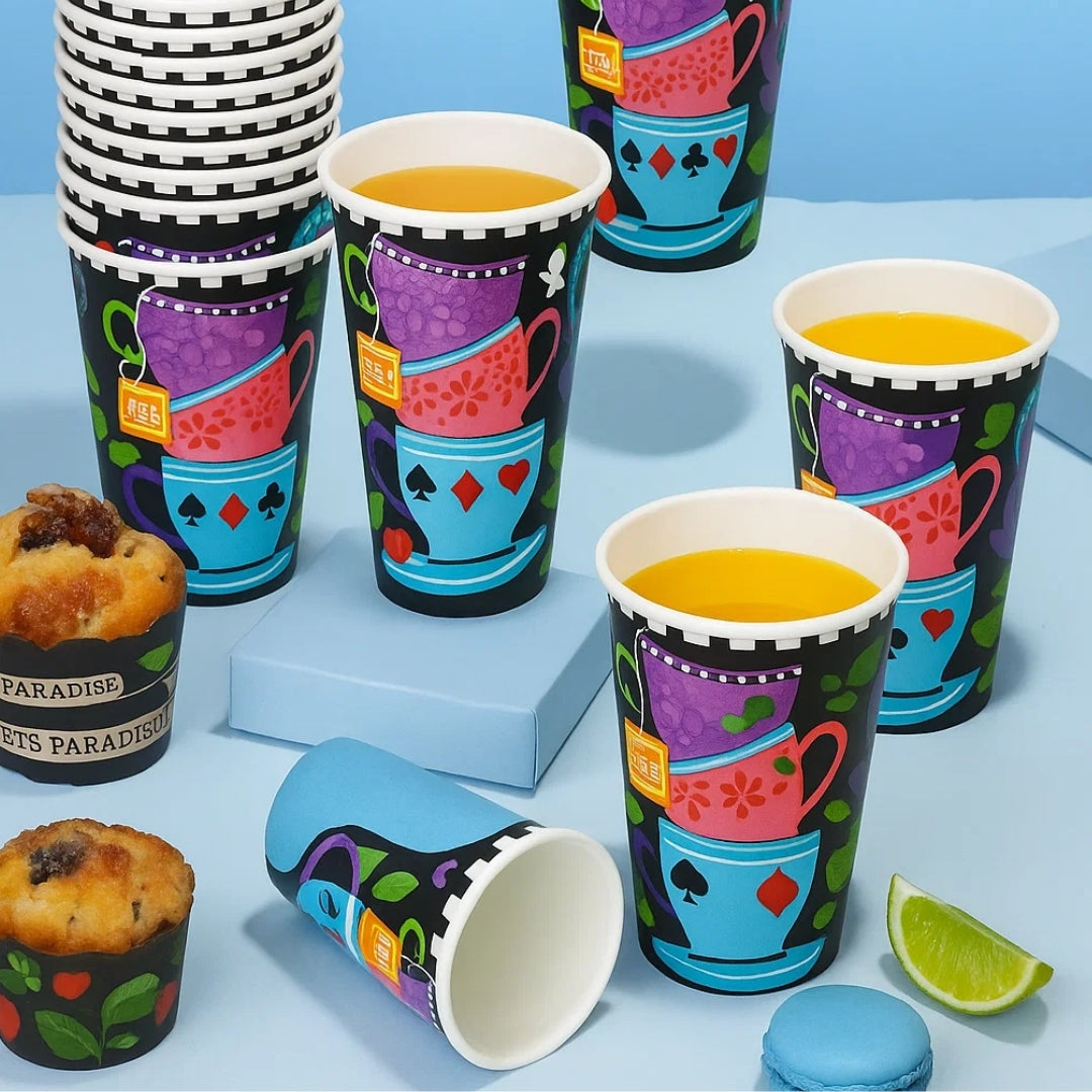 Wonderland Theme Party Paper Cups  - 250ML - 8Pc