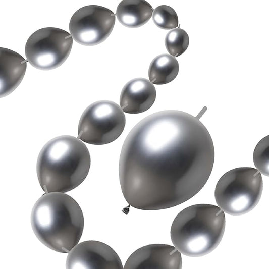 12" Linking Balloon Metallic Silver - 10PC