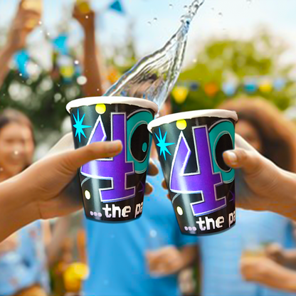 40th Birthday Party Paper Cups 9 Oz (266 ml) – Pack of 8