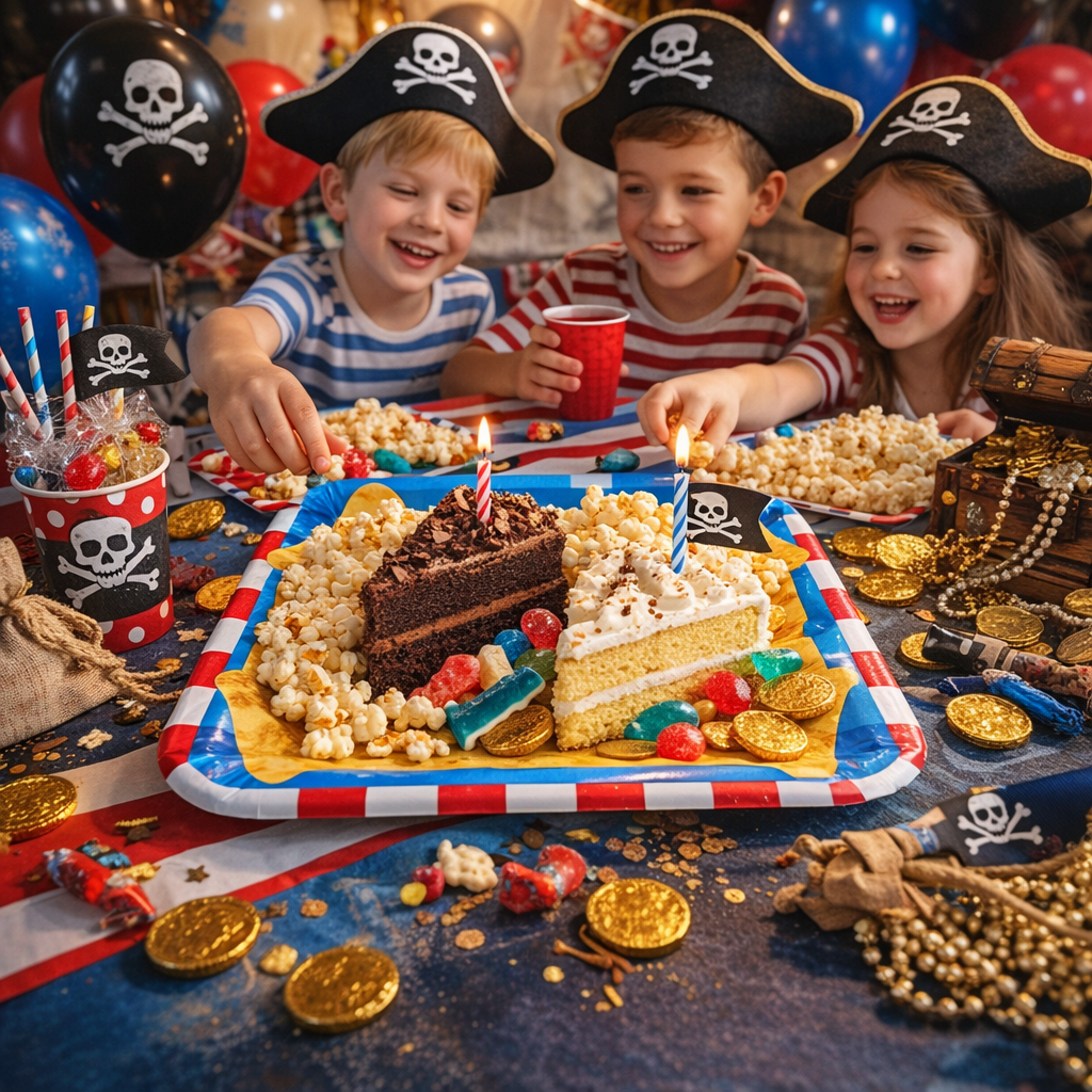 Pirate Party Square Paper Plates 10 Inch - Pirate Theme Birthday Party Tableware - 8 Pc