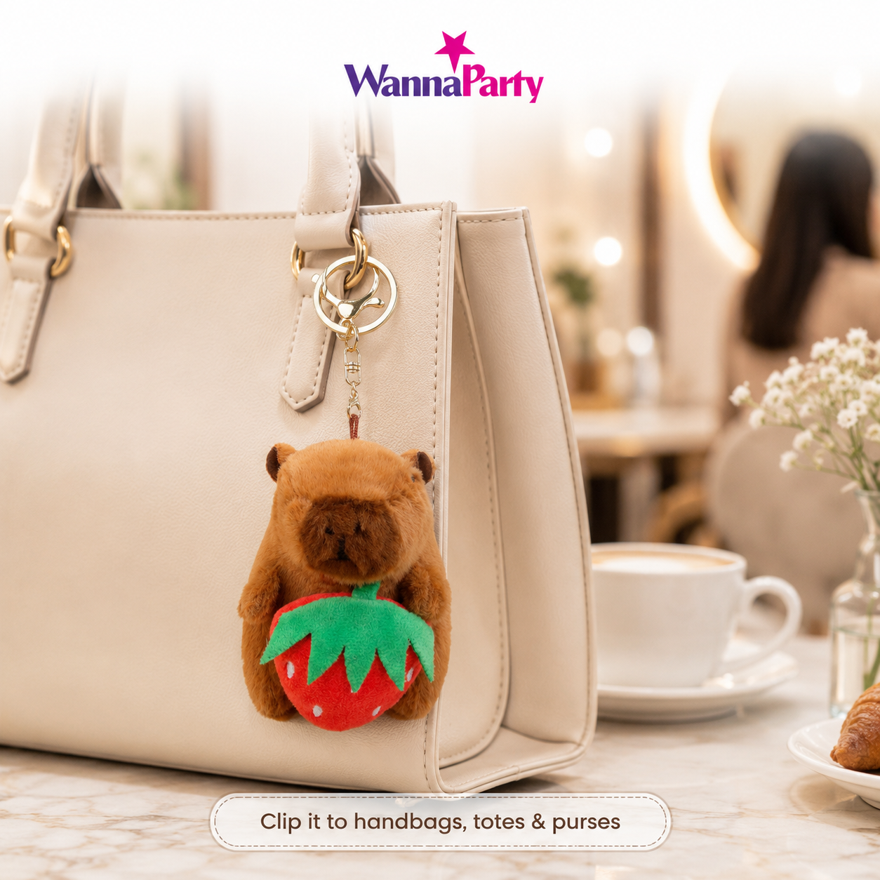 Capybara Strawberry Holding Flapping Clapband - 1PC