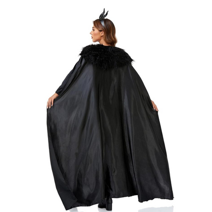 Maleficient Velvet Costume with Cape and Headband - Size S - Bust  32 inches