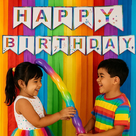 Happy Birthday Rainbow Colored Flag Banner - 1PC