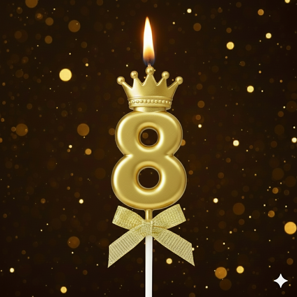 Golden Crown Numerical Candle No. 8