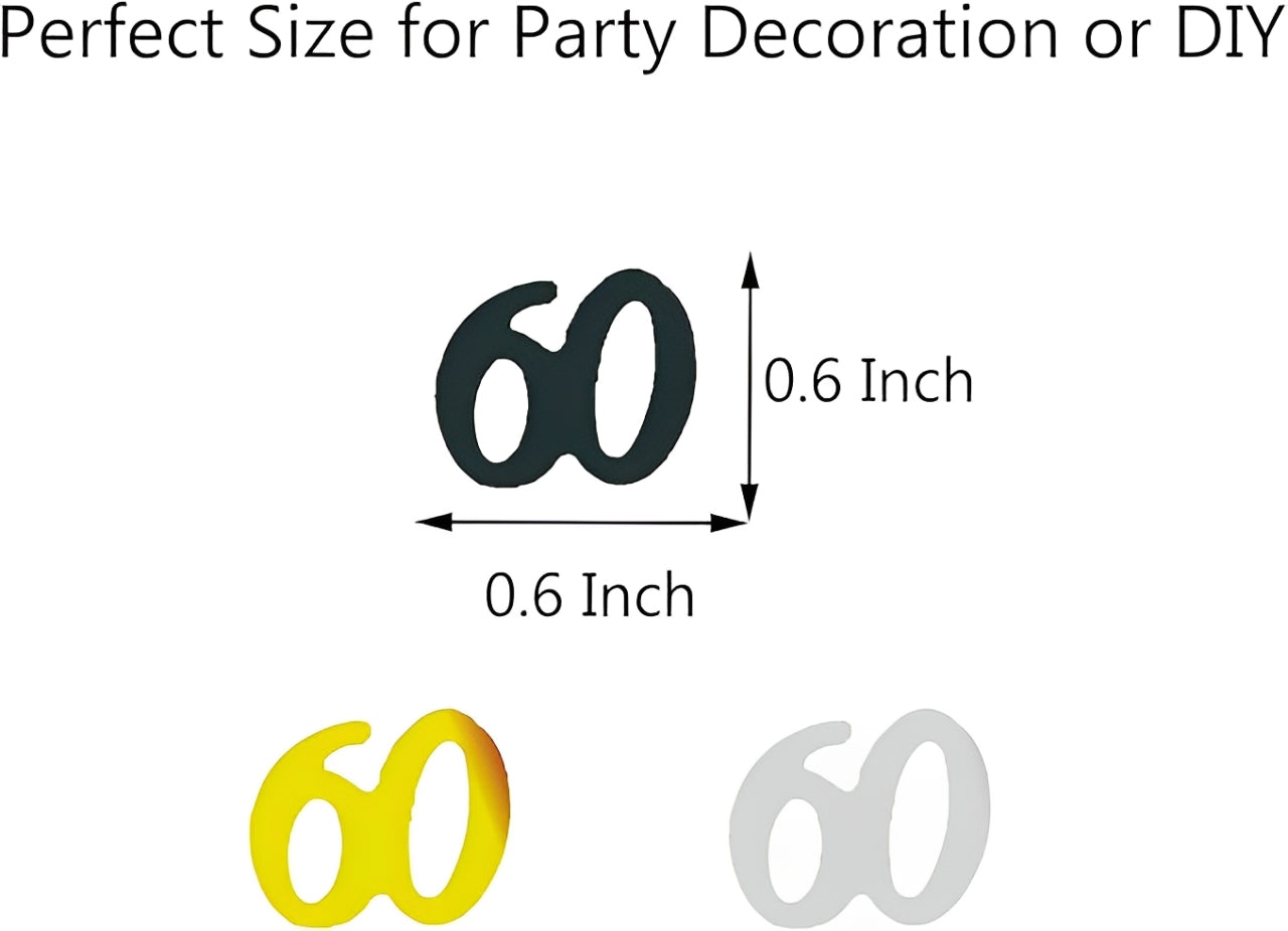 60th Birthday Golden, Black & Silver Confetti