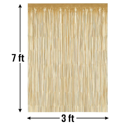 Wanna Party 2Pcs Champagne Gold Foil Curtain For Decor