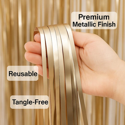 Wanna Party 2Pcs Champagne Gold Foil Curtain For Decor