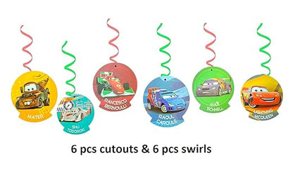 Cars Theme Party Swirl Decoration for Hanging Decor - 12PC