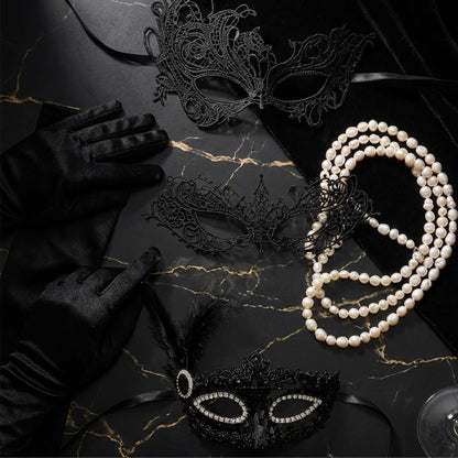 3 Pcs Party Masks Set - Lace Eye Mask & Masquerade Masks for Men & Women