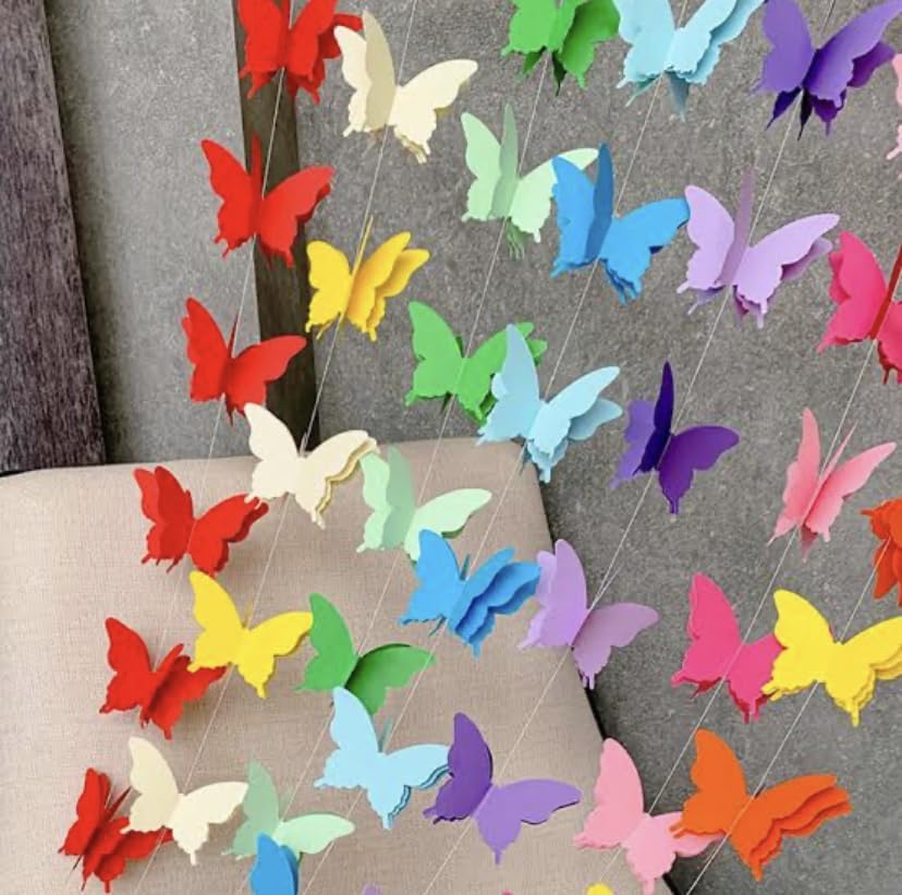 3D Butterfly Multicolor String Decoration