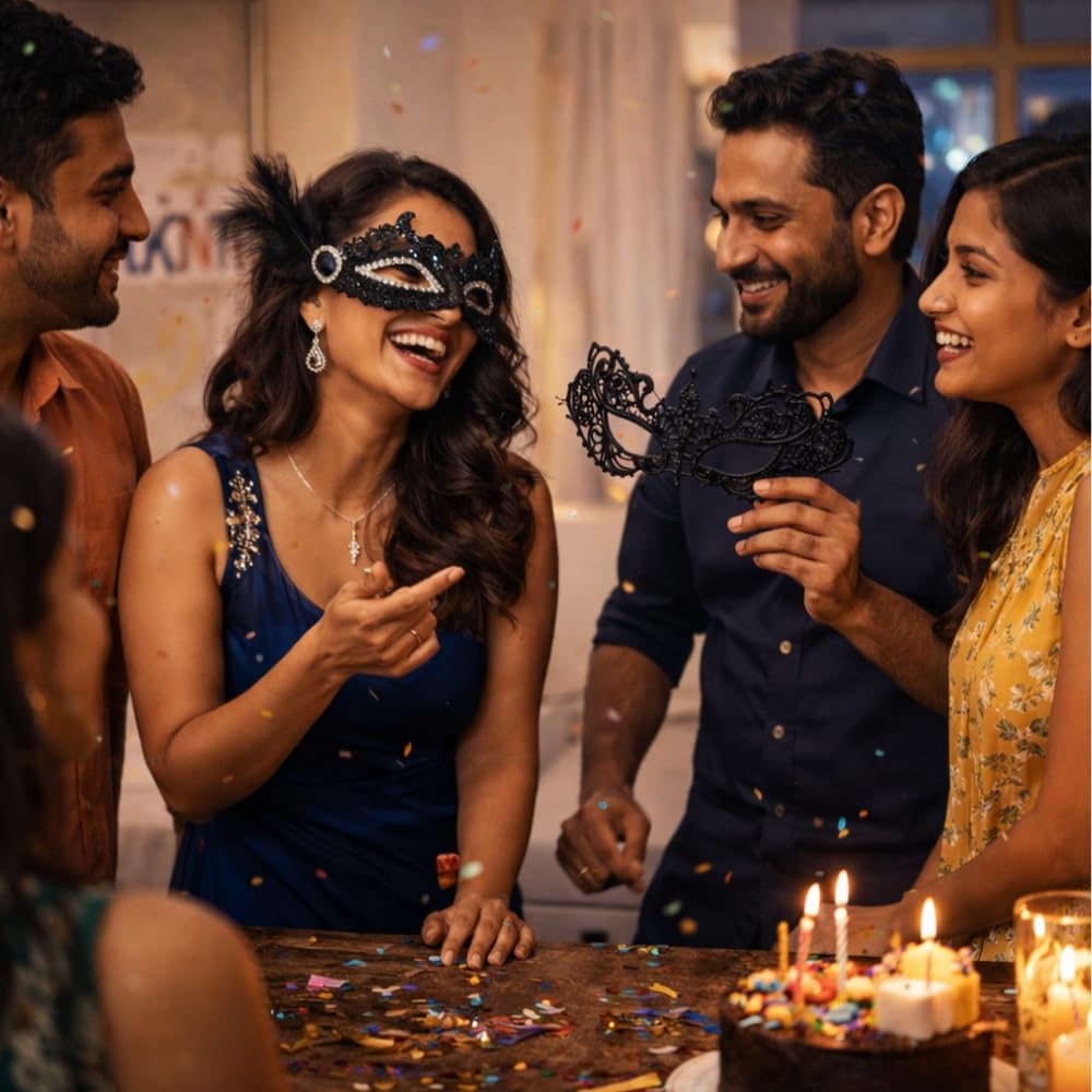 3 Pcs Party Masks Set - Lace Eye Mask & Masquerade Masks for Men & Women