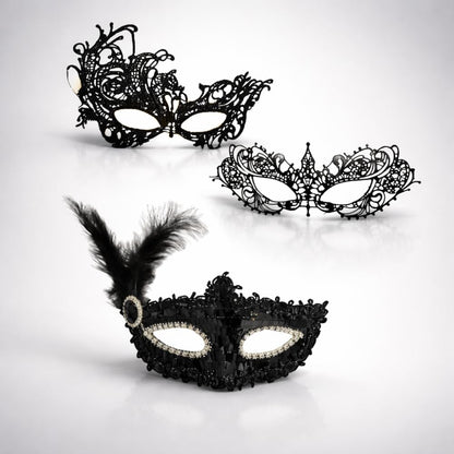 3 Pcs Party Masks Set - Lace Eye Mask & Masquerade Masks for Men & Women