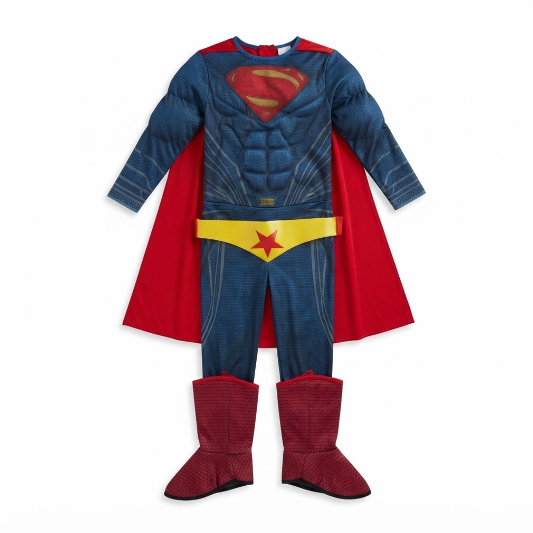 Classic Red & Blue Superhero Costume for Boys - Size M | Kids Hero Fancy Dress for Birthday Parties, School Events & Role Play