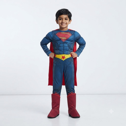 Classic Red & Blue Superhero Costume for Boys - Size M | Kids Hero Fancy Dress for Birthday Parties, School Events & Role Play