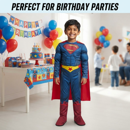Classic Red & Blue Superhero Costume for Boys - Size M | Kids Hero Fancy Dress for Birthday Parties, School Events & Role Play