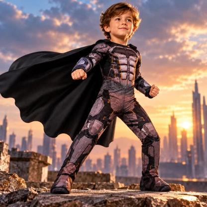 Deluxe Muscle Chest Dark Superhero Costume for Boys - Size M | Kids Fancy Dress for Age 5 to 7 Years