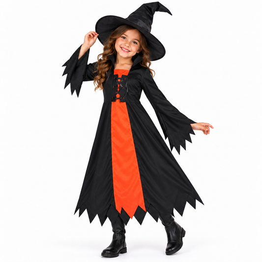 Kids Witch Costume - Size S | Halloween Fancy Dress for Girls, School Events, Theme Parties & Role Play