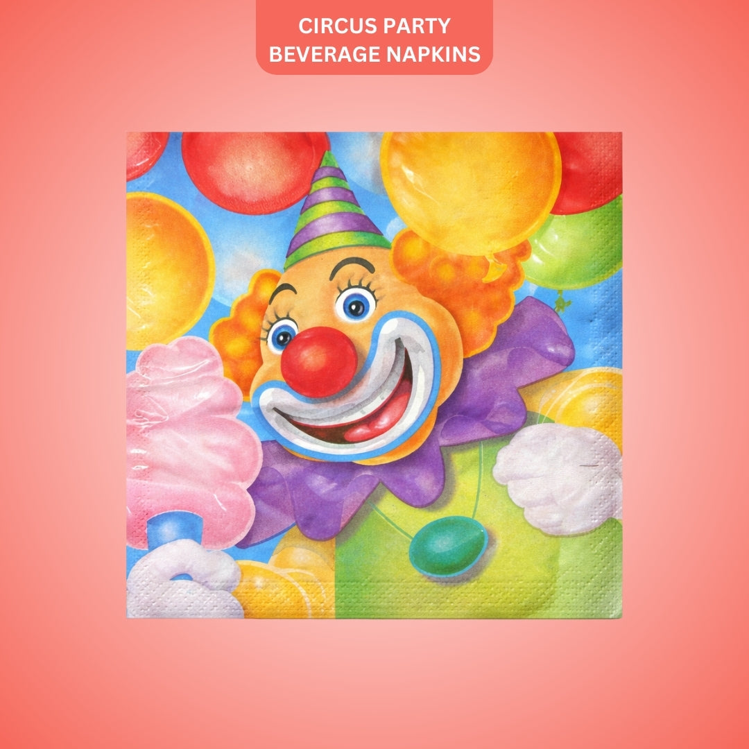CIRCUS PARTY BEVERAGE NAPKINS - 16CT