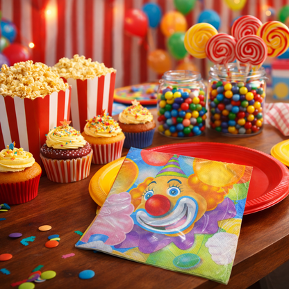 CIRCUS PARTY BEVERAGE NAPKINS - 16CT