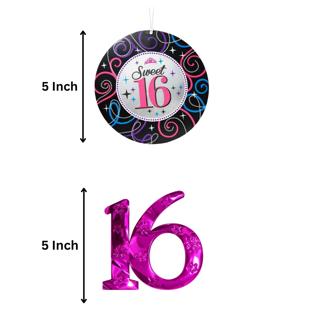 Sweet 16 Swirl Decorations - Hanging Ceiling Swirls for 16th Birthday Party - 12 Pc