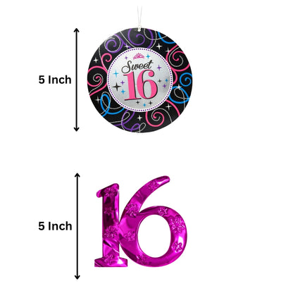 Sweet 16 Swirl Decorations - Hanging Ceiling Swirls for 16th Birthday Party - 12 Pc