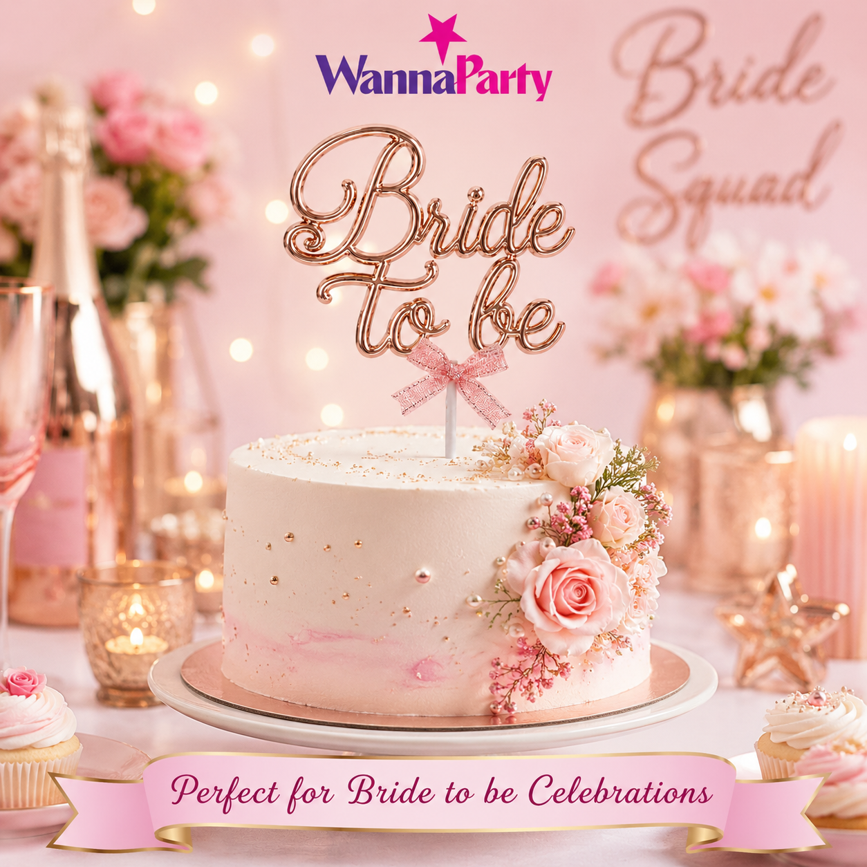 Bride To Be Cake Topper Rose Gold