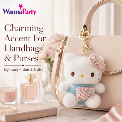 Hello Kitty Blue Plushy Toy Key Chain - 1PC