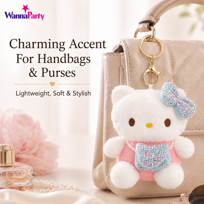 Hello Kitty Pink Plushy Keychain - Kawaii Bag Charm | Wanna Party - Image 7