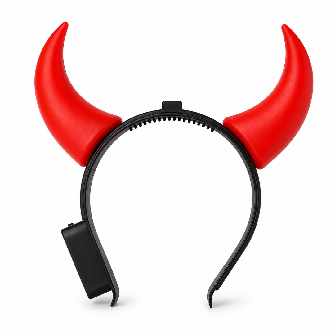 Light Up Red Devil Horns - 1PC - Wanna Party - closeup detail