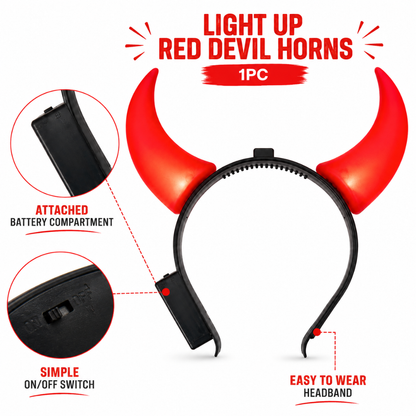 Light Up Red Devil Horns - 1PC - Wanna Party - side angle