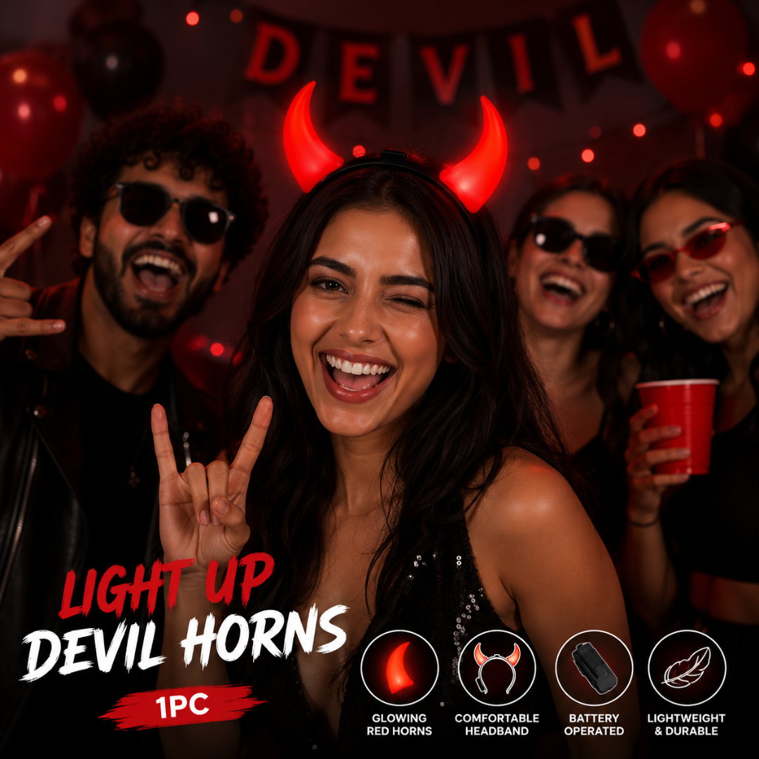 Light Up Red Devil Horns - 1PC - Wanna Party - in use