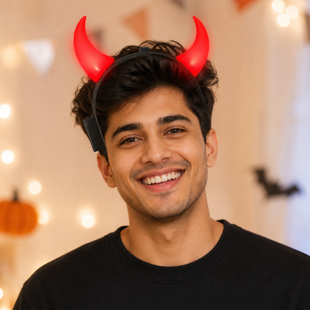 Light Up Red Devil Horns - 1PC - Wanna Party - flat lay
