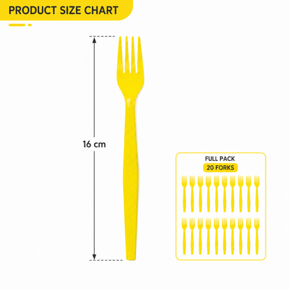 Yellow Premium Plastic Forks for Fruits or Noodles - 20PC - Wanna Party - lifestyle