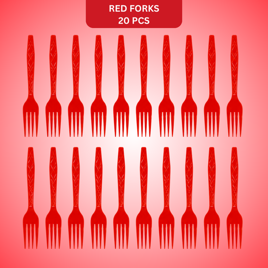 Premium Plastic Red Forks - 20PC
