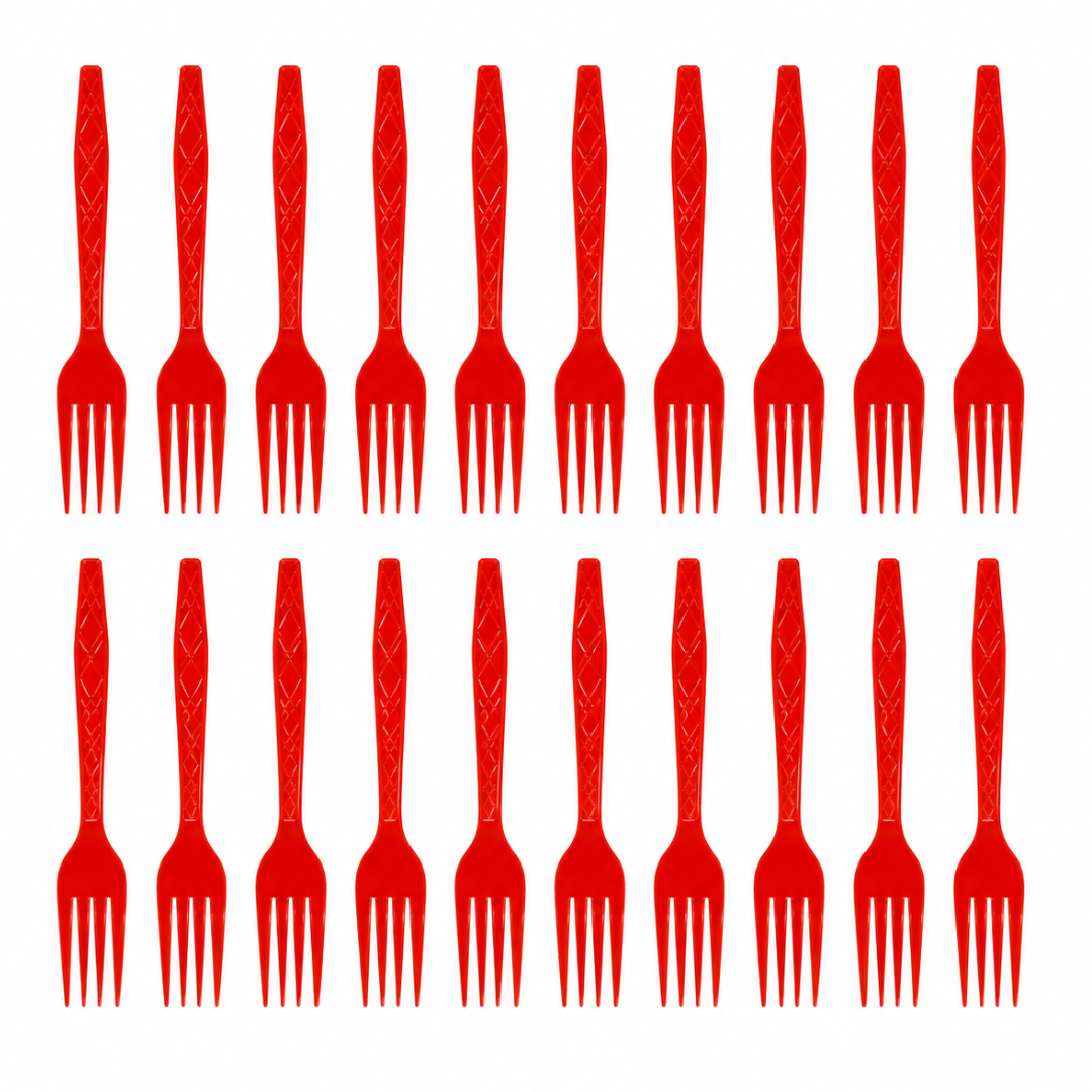 Premium Plastic Red Forks - 20PC