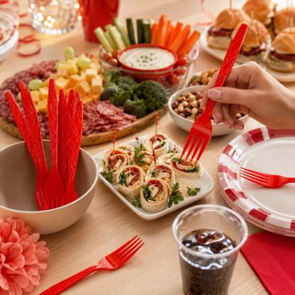 Premium Plastic Red Forks - 20PC