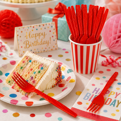 Premium Plastic Red Forks - 20PC