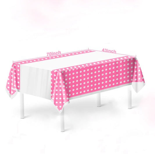 Polka Dot Tablecover w/Pink Border - 70 inches X 43 inches - 1PC