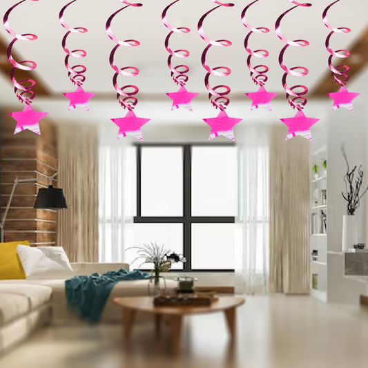 Hot Pink Star Swirl Decoration - 15CT