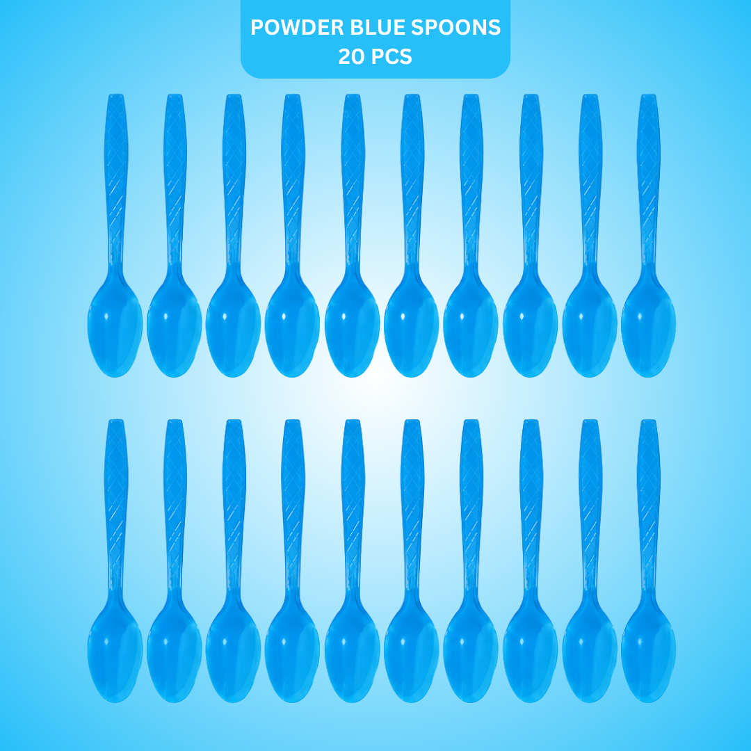 Premium Plastic Light Blue Spoons - 20CT