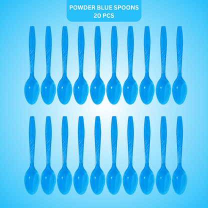 Premium Plastic Light Blue Spoons - 20CT