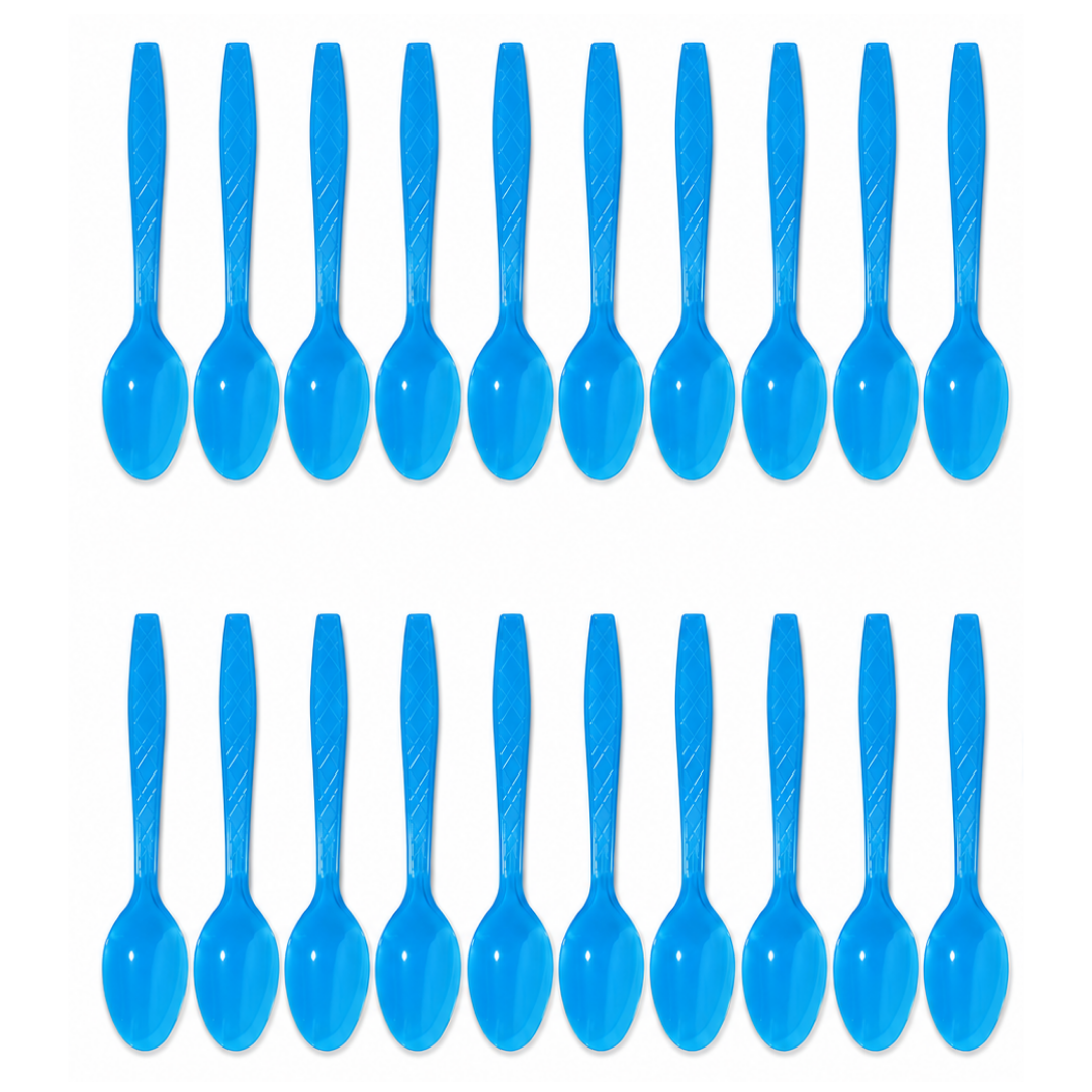Premium Plastic Light Blue Spoons - 20CT