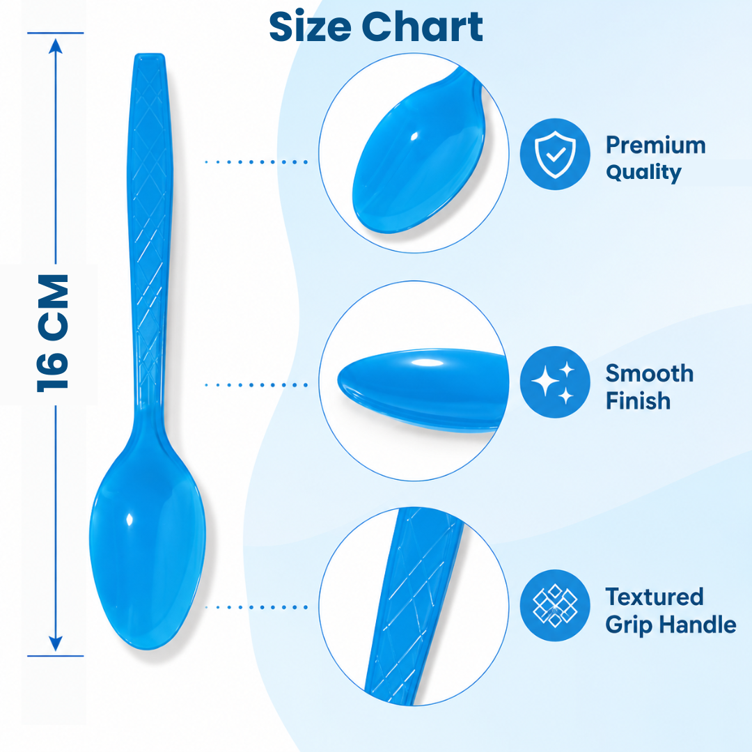 Premium Plastic Light Blue Spoons - 20CT