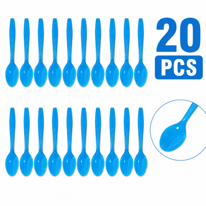 Premium Plastic Light Blue Spoons - 20CT