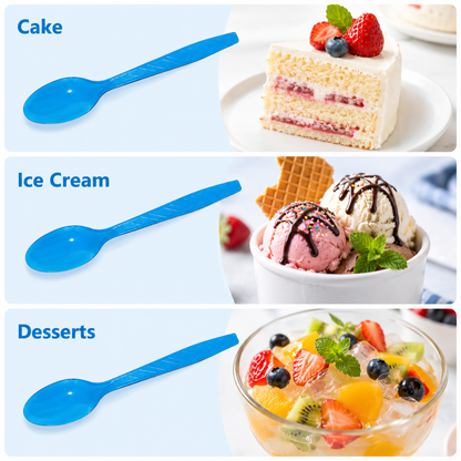 Premium Plastic Light Blue Spoons - 20CT